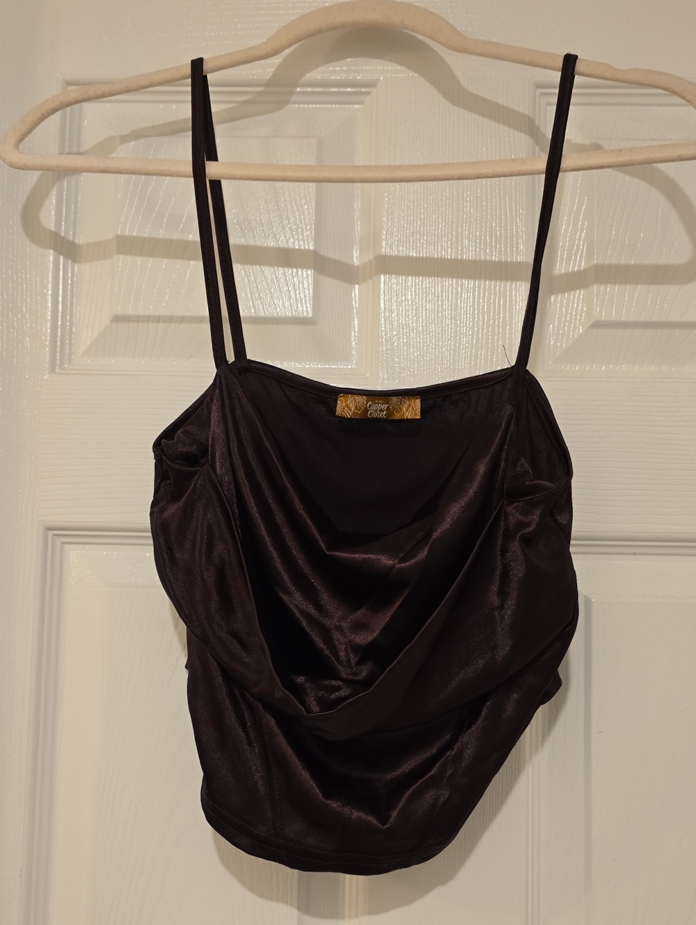 Velvet Cowl Neck Camisole Tank Top - Black